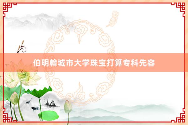 伯明翰城市大学珠宝打算专科先容